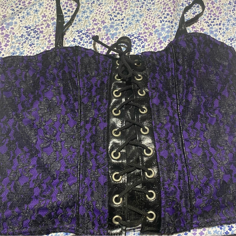 Lip Service Purple and Black Bustier Crop Top